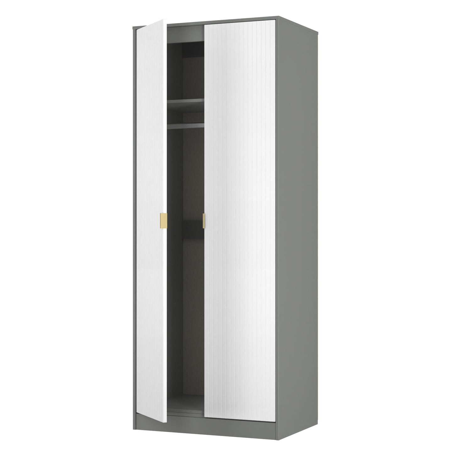 Nashville F Tall Wardrobe White & Grey 2 Doors 1 Shelf 77cm