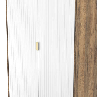Nashville F Tall Wardrobe White & Vintage Oak 2 Doors 1 Shelf 77cm
