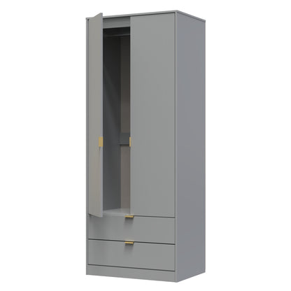 Nashville F Tall Wardrobe Grey 2 Doors 2 Drawers 77cm