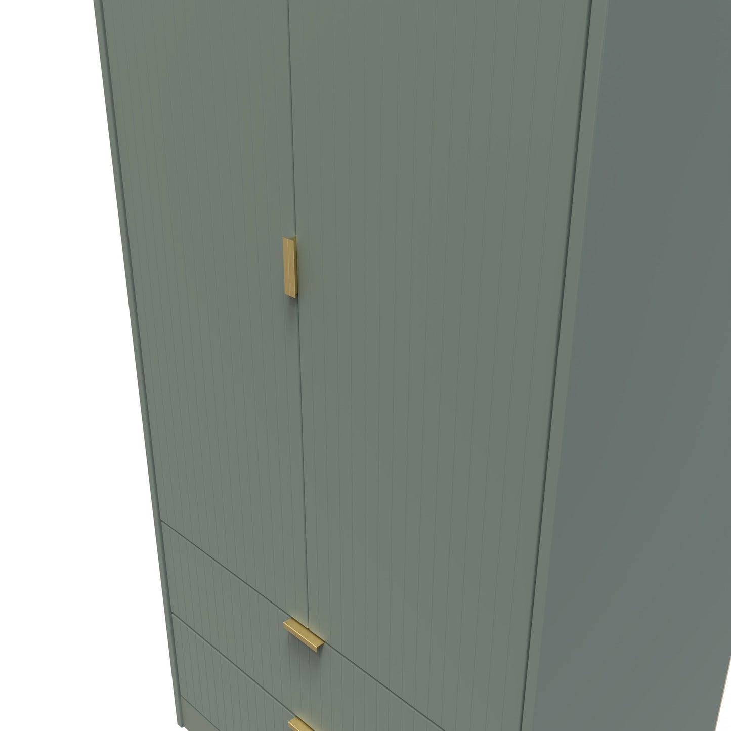 Nashville F Tall Wardrobe Green 2 Doors 2 Drawers 77cm