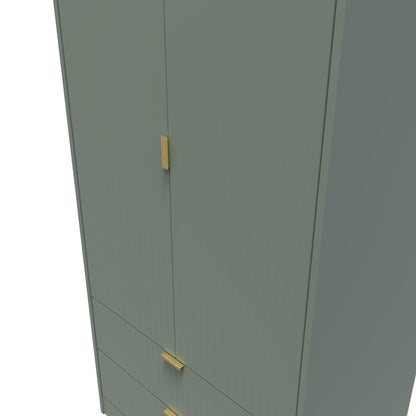 Nashville F Tall Wardrobe Green 2 Doors 2 Drawers 77cm