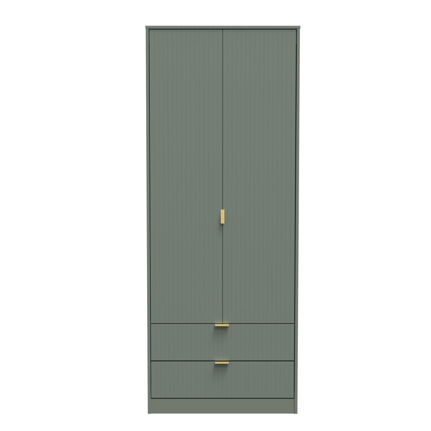 Nashville F Tall Wardrobe Green 2 Doors 2 Drawers 77cm