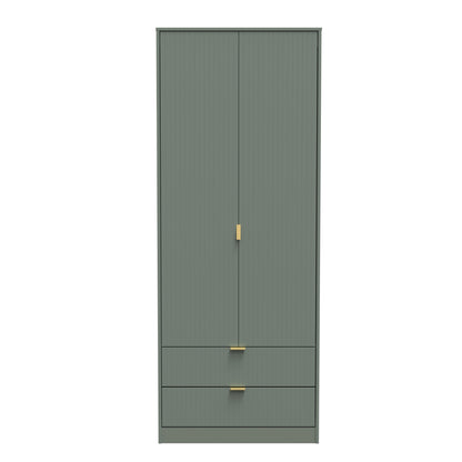 Nashville F Tall Wardrobe Green 2 Doors 2 Drawers 77cm