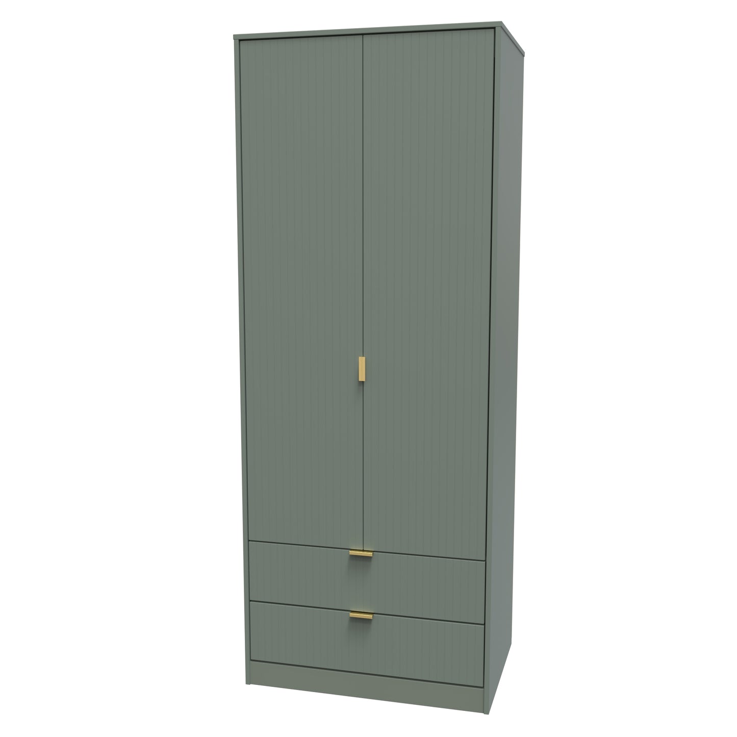 Nashville F Tall Wardrobe Green 2 Doors 2 Drawers 77cm