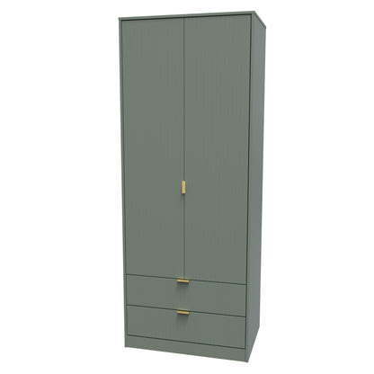 Nashville F Tall Wardrobe Green 2 Doors 2 Drawers 77cm