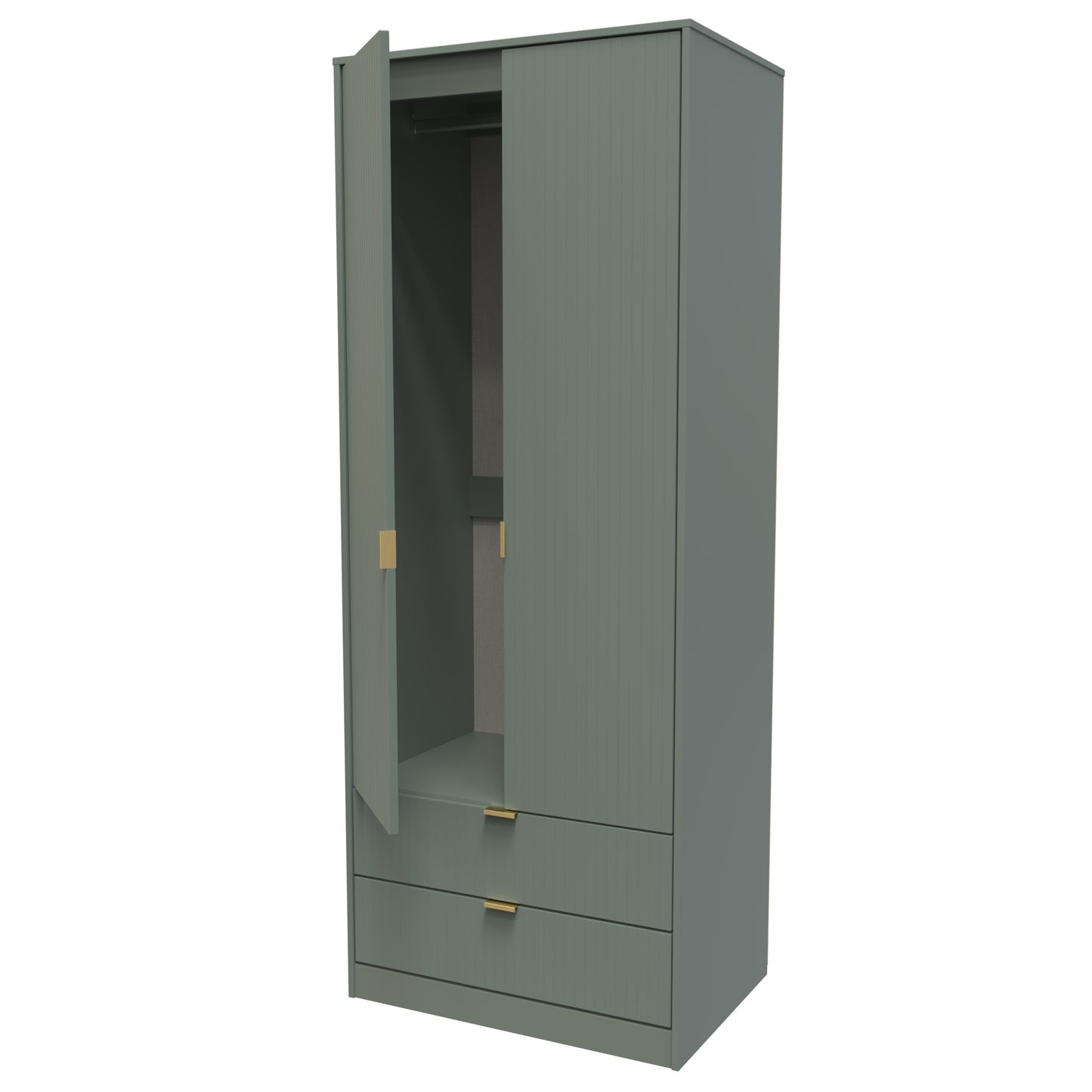 Nashville F Tall Wardrobe Green 2 Doors 2 Drawers 77cm