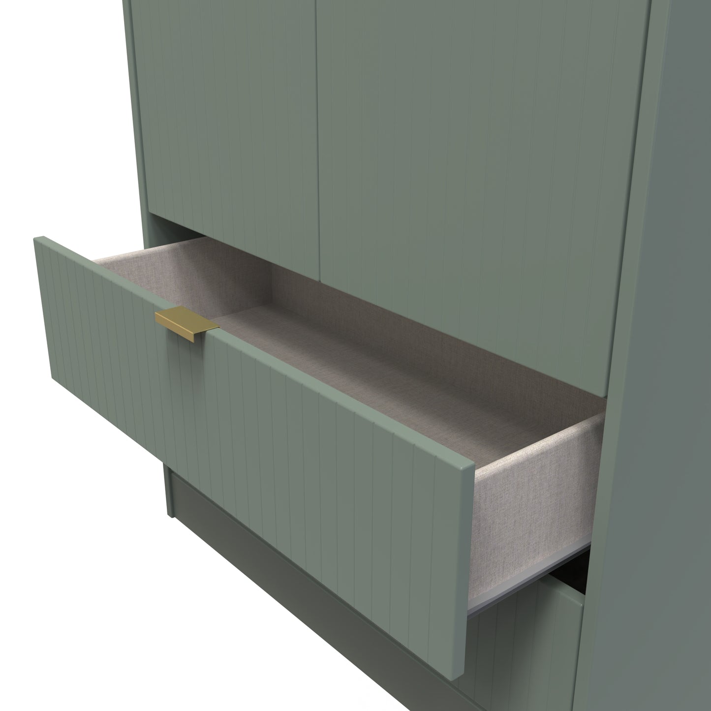 Nashville F Tall Wardrobe Green 2 Doors 2 Drawers 77cm