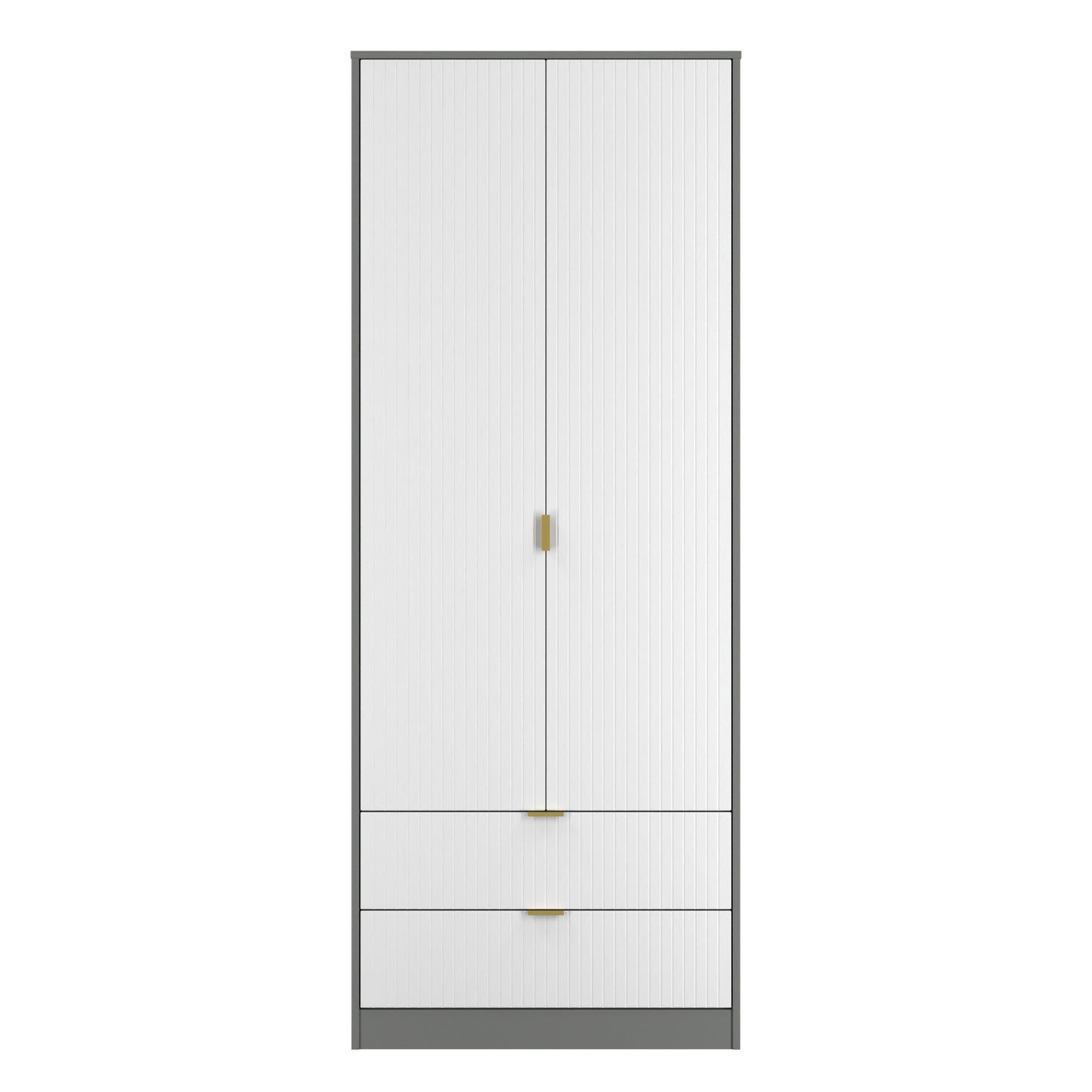 Nashville F Tall Wardrobe White & Grey 2 Doors 2 Drawers 77cm
