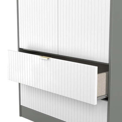 Nashville F Tall Wardrobe White & Grey 2 Doors 2 Drawers 77cm