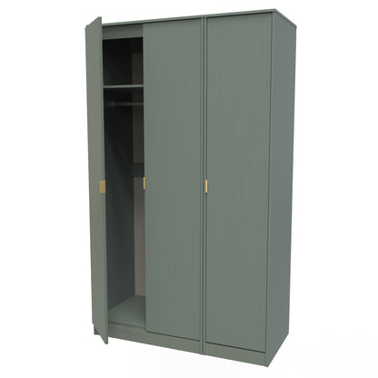 Nashville F Tall Wardrobe Green 3 Doors 1 Shelf 116cm