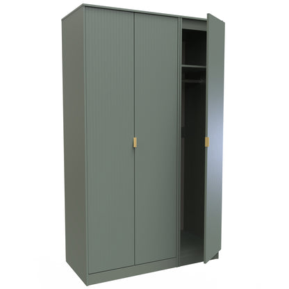Nashville F Tall Wardrobe Green 3 Doors 1 Shelf 116cm