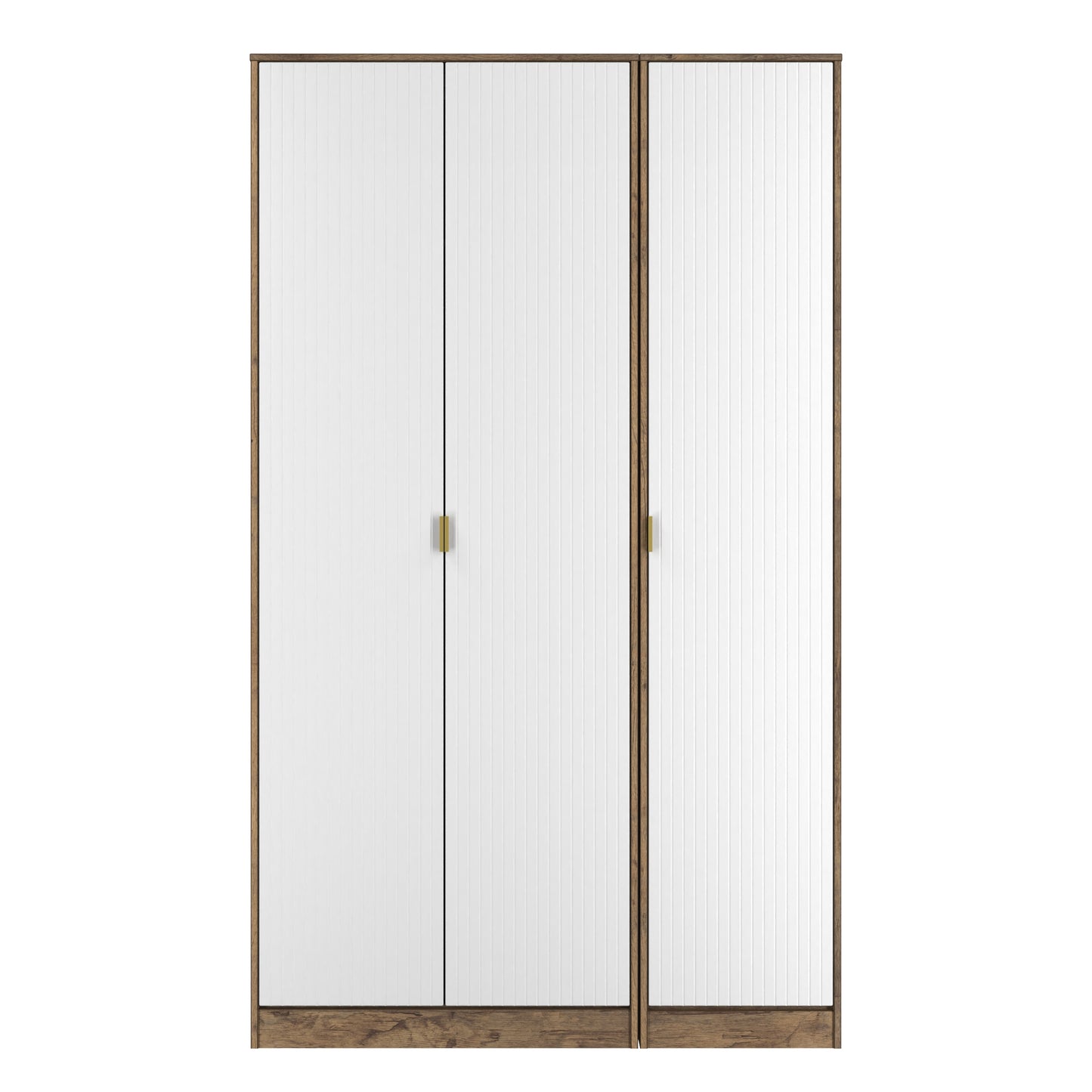 Nashville F Tall Wardrobe White & Vintage Oak 3 Doors 1 Shelf 116cm