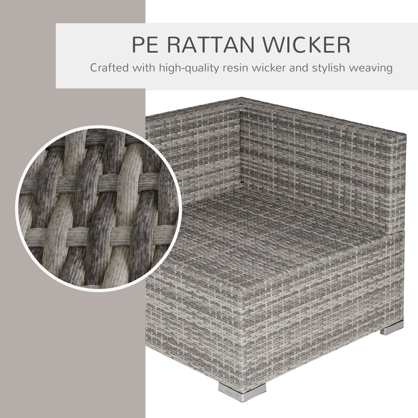 PE Rattan Wicker Corner Sofa Garden Furniture Single Sofa Chair w/ Cushions