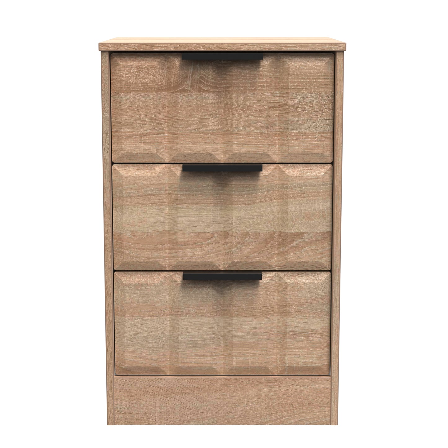 New York C Bedside Table Light Oak 3 Drawers 45cm