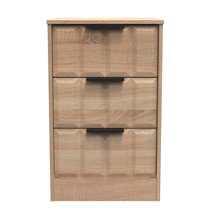 New York C Bedside Table Light Oak 3 Drawers 45cm