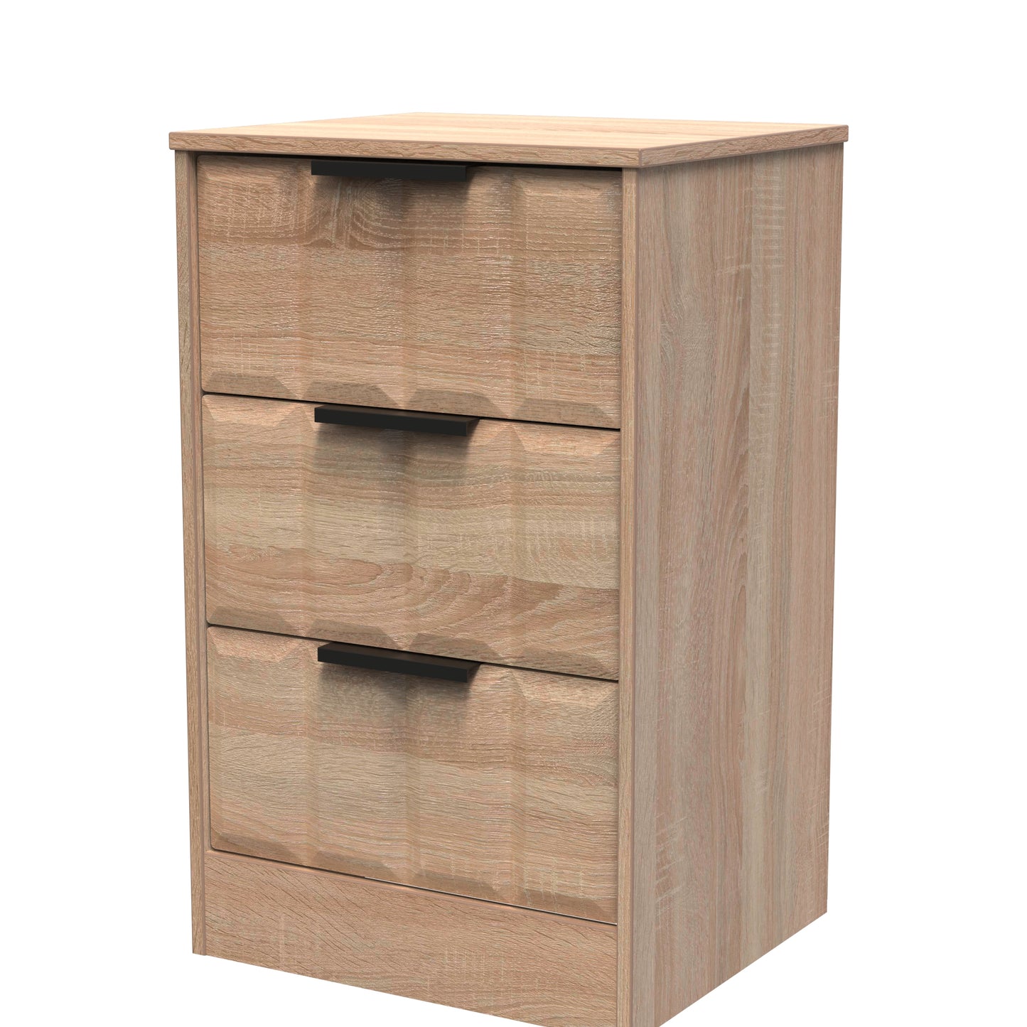 New York C Bedside Table Light Oak 3 Drawers 45cm