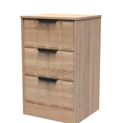 New York C Bedside Table Light Oak 3 Drawers 45cm
