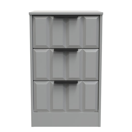 New York C Bedside Table Grey 3 Drawers 45cm