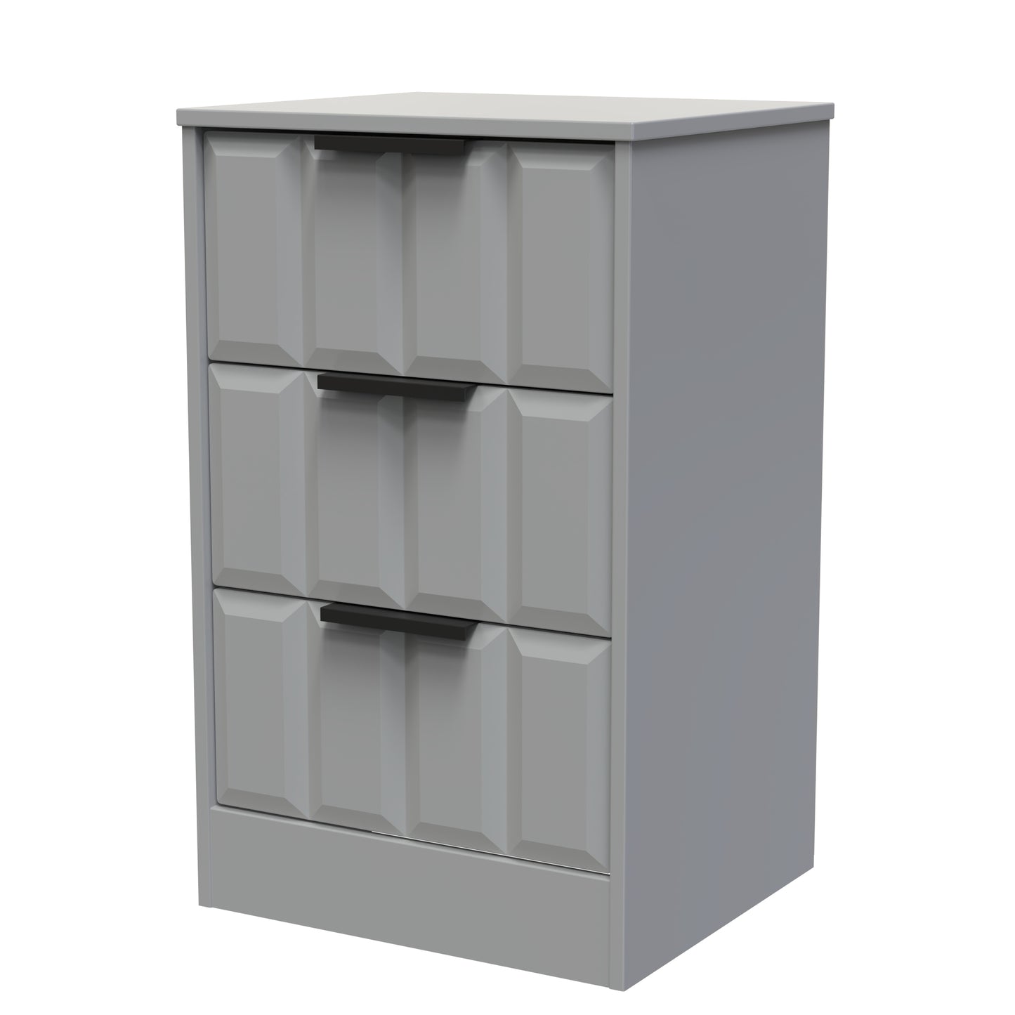 New York C Bedside Table Grey 3 Drawers 45cm