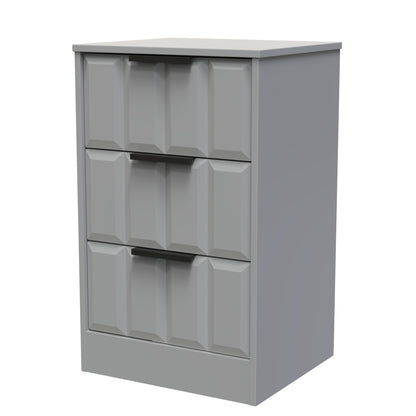 New York C Bedside Table Grey 3 Drawers 45cm