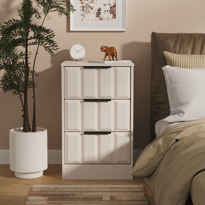 New York C Bedside Table Off-white 3 Drawers 45cm