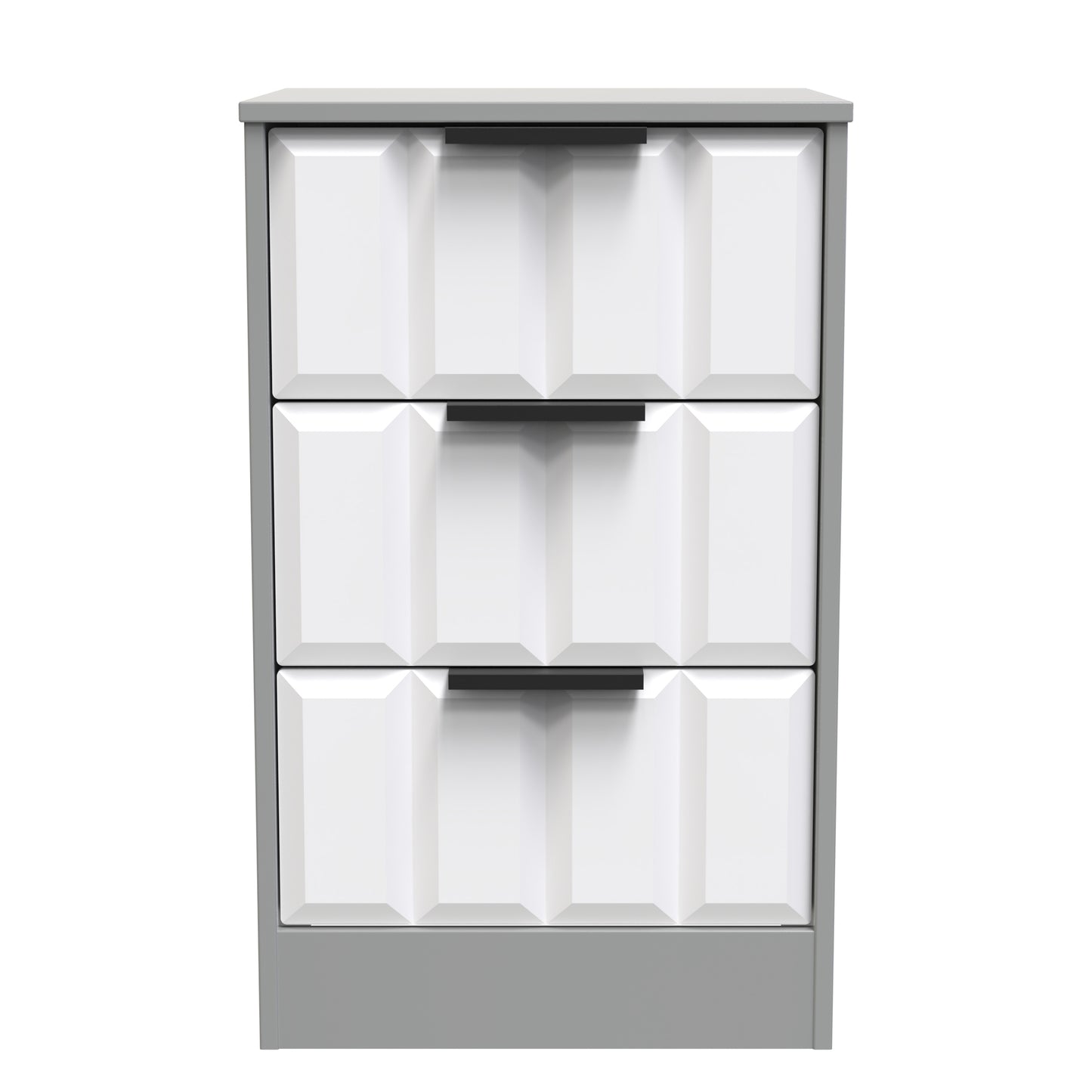 New York C Bedside Table White & Grey 3 Drawers 45cm