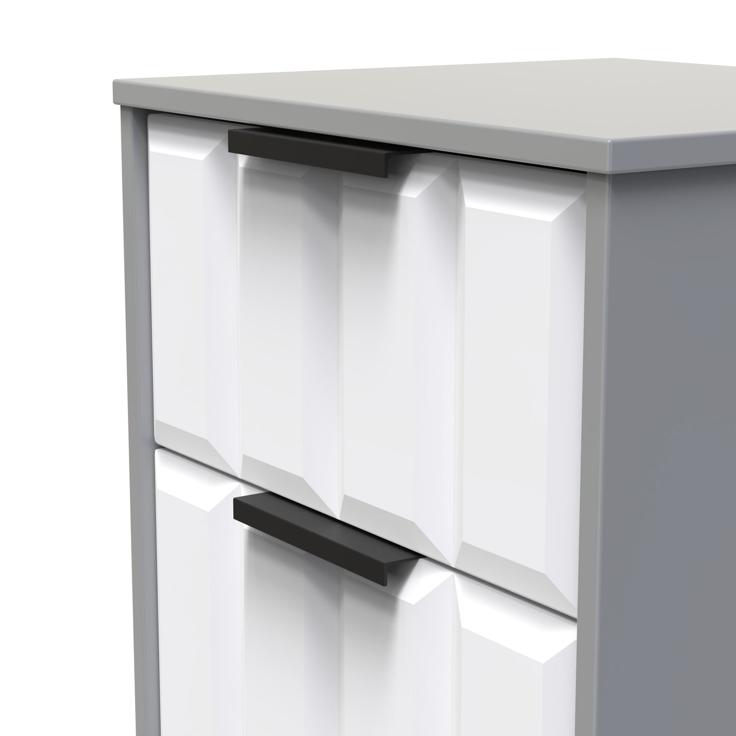 New York C Bedside Table White & Grey 3 Drawers 45cm