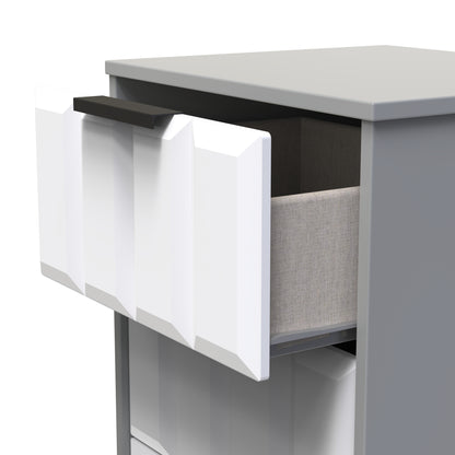 New York C Bedside Table White & Grey 3 Drawers 45cm