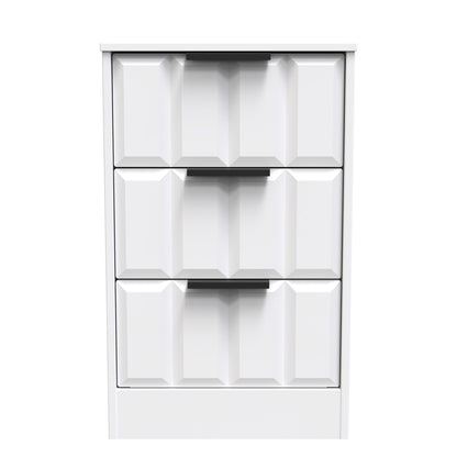 New York C Bedside Table White 3 Drawers 45cm