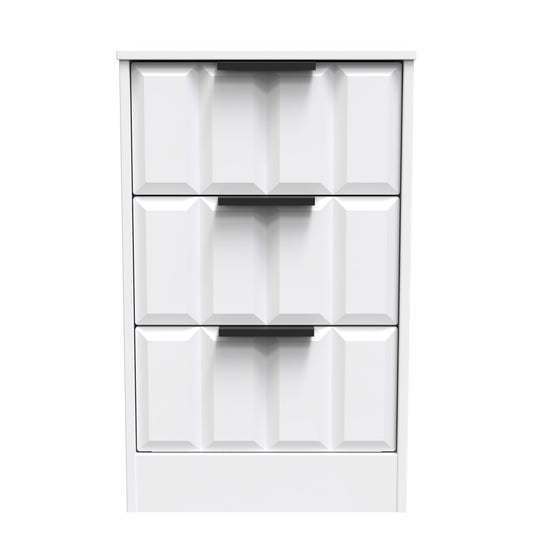 New York C Bedside Table White 3 Drawers 45cm