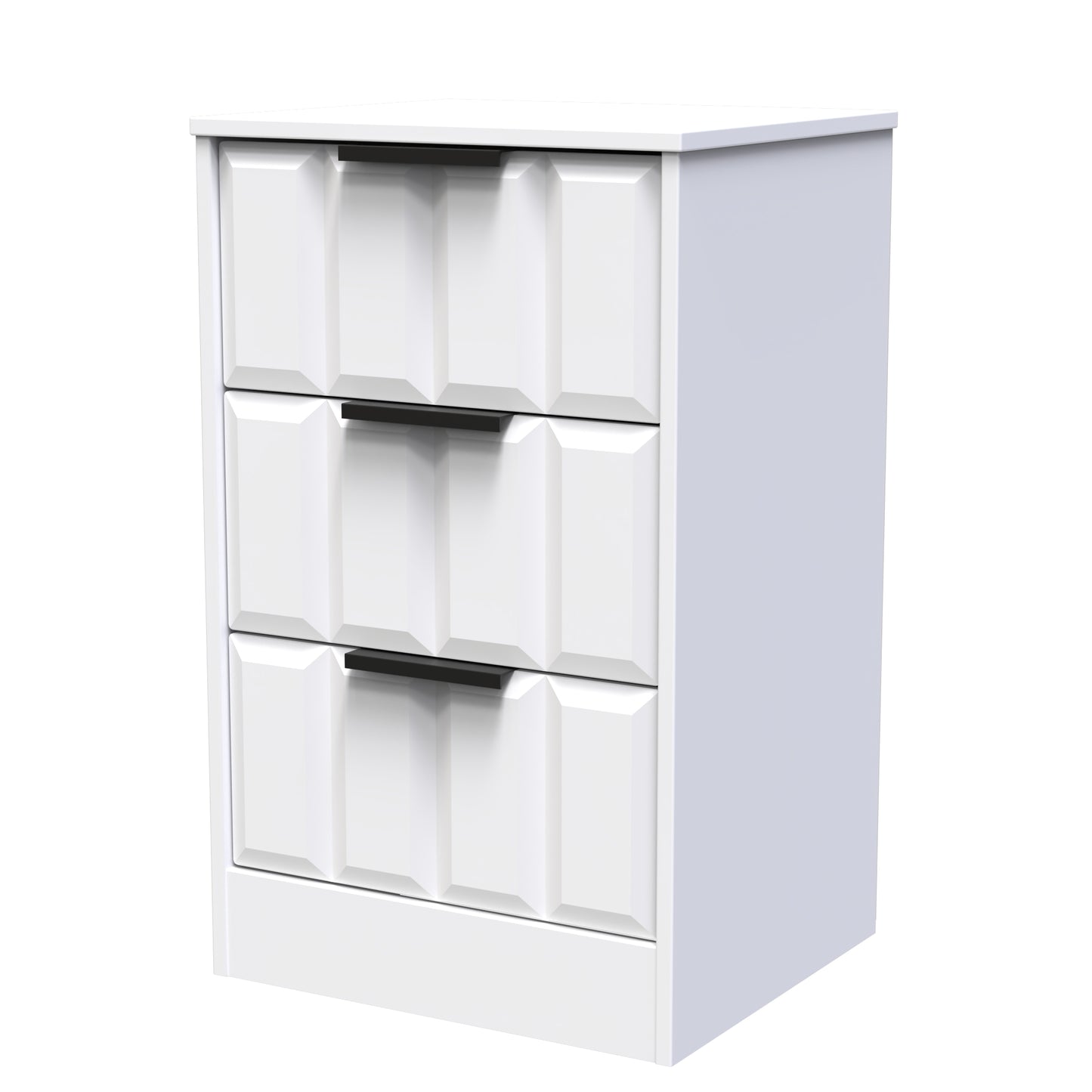 New York C Bedside Table White 3 Drawers 45cm