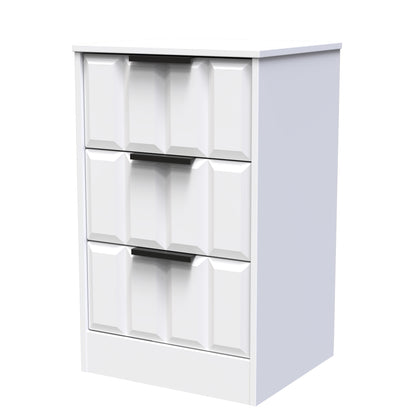 New York C Bedside Table White 3 Drawers 45cm