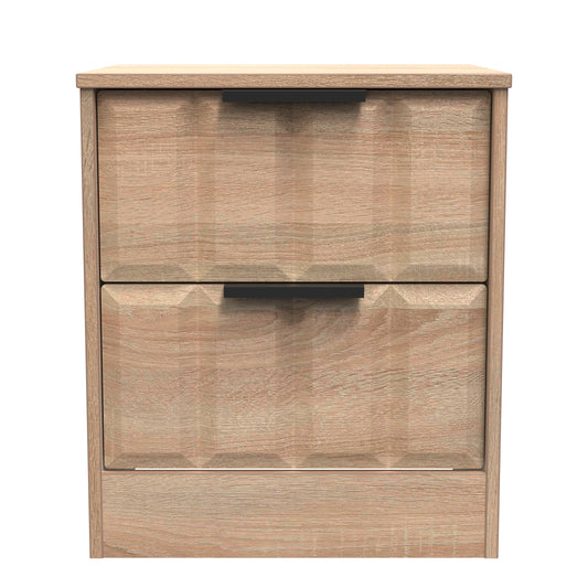 New York C Bedside Table Light Oak 2 Drawers 45cm