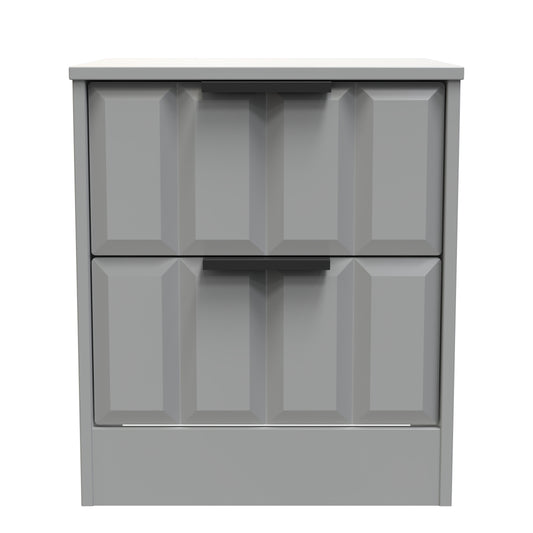 New York C Bedside Table Grey 2 Drawers 45cm