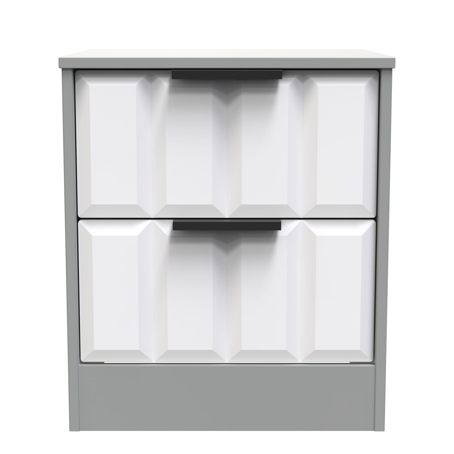 New York C Bedside Table White & Grey 2 Drawers 45cm