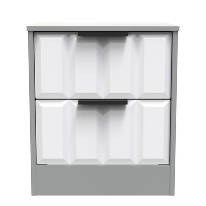 New York C Bedside Table White & Grey 2 Drawers 45cm