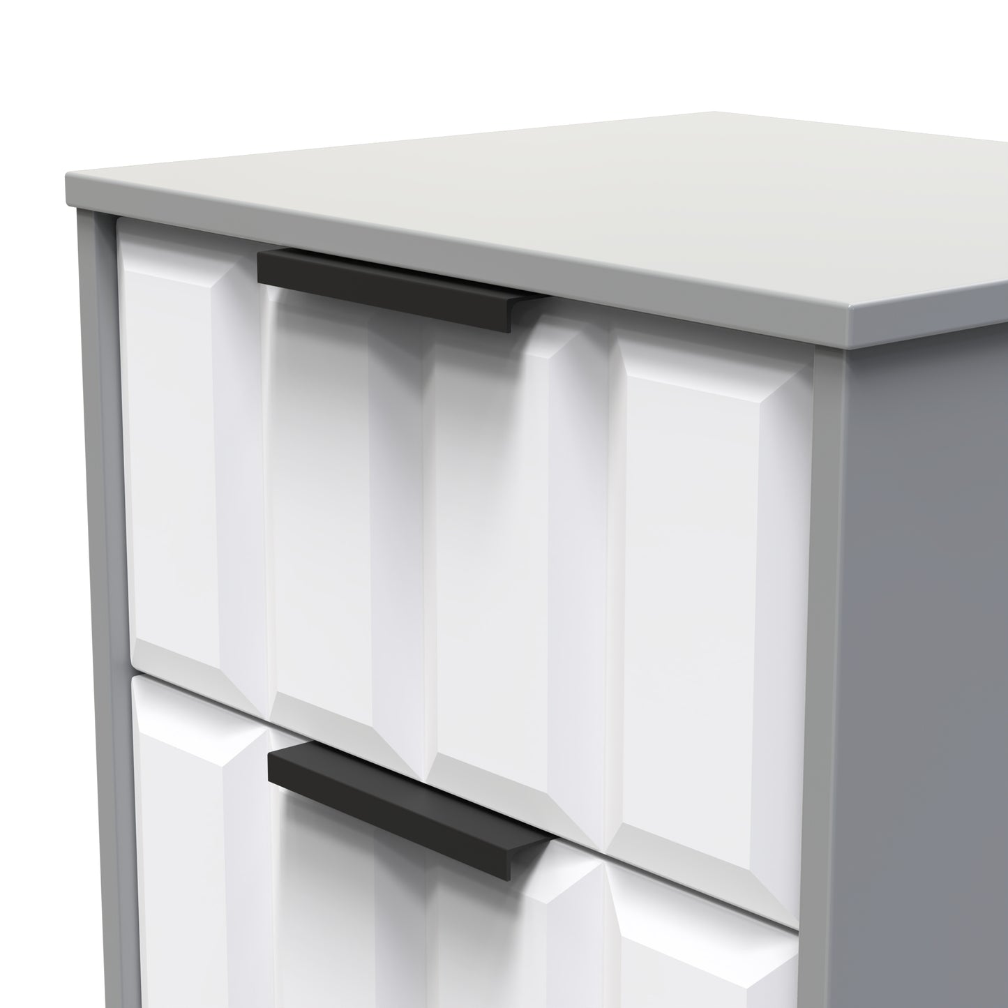 New York C Bedside Table White & Grey 2 Drawers 45cm