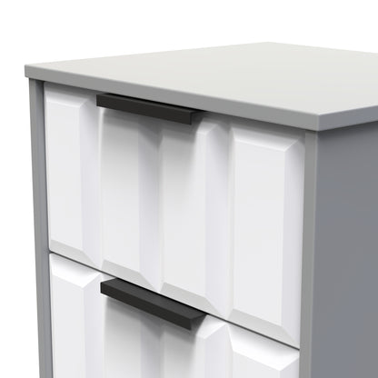 New York C Bedside Table White & Grey 2 Drawers 45cm
