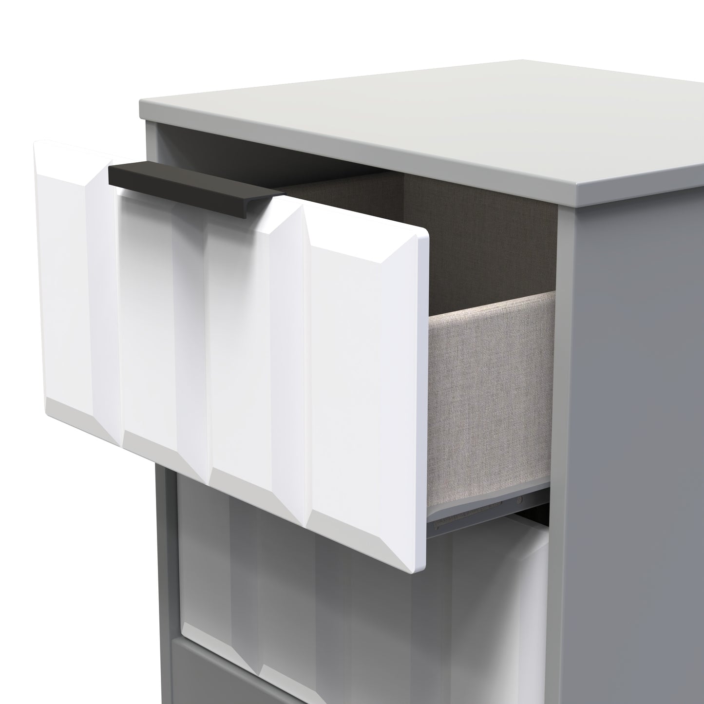 New York C Bedside Table White & Grey 2 Drawers 45cm