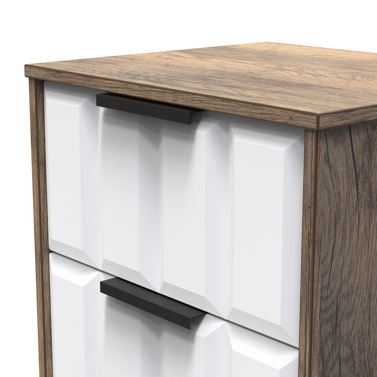 New York C Bedside Table White & Vintage Oak 2 Drawers 45cm