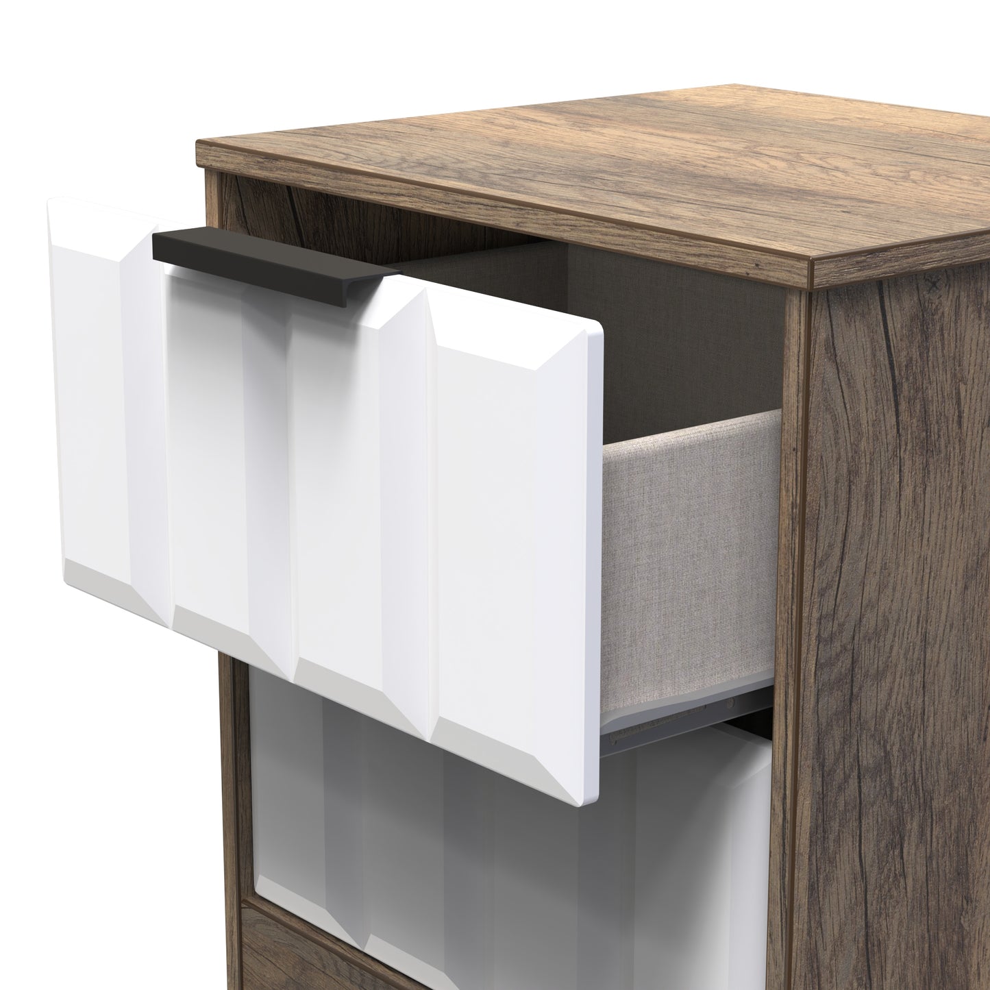 New York C Bedside Table White & Vintage Oak 2 Drawers 45cm