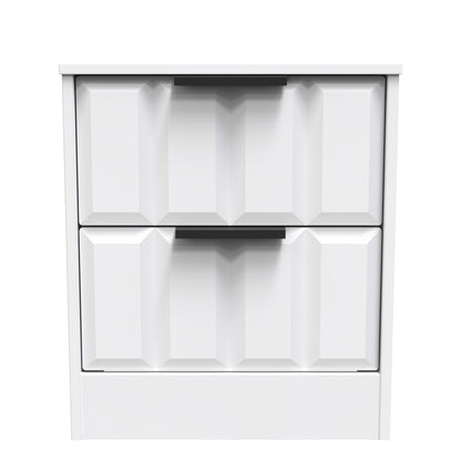 New York C Bedside Table White 2 Drawers 45cm