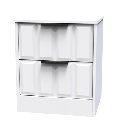 New York C Bedside Table White 2 Drawers 45cm