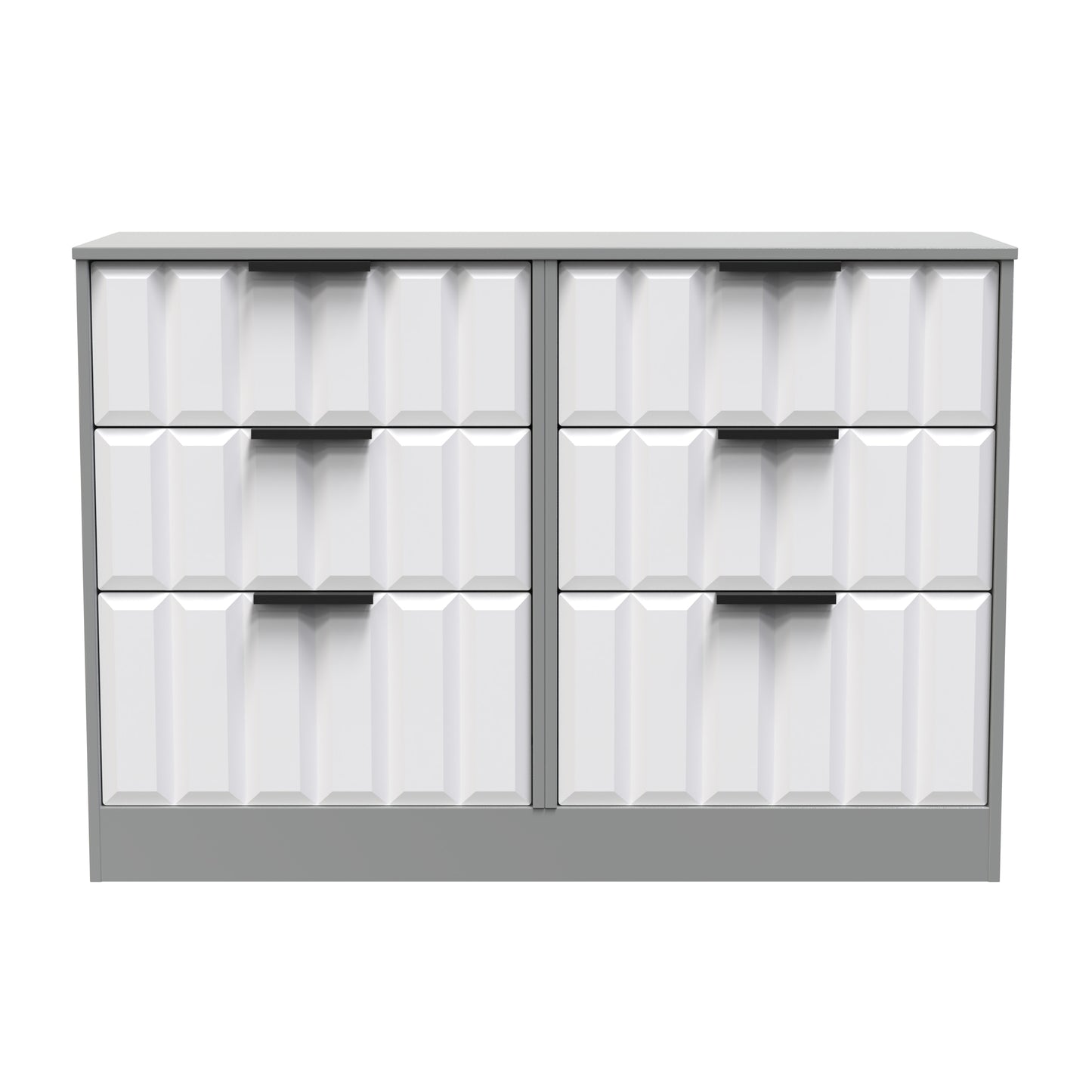 New York C Large Chest of Drawers White & Grey 6 Drawers 115cm