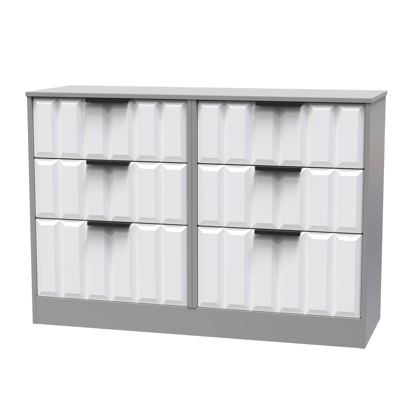 New York C Large Chest of Drawers White & Grey 6 Drawers 115cm