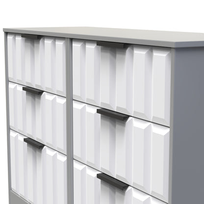 New York C Large Chest of Drawers White & Grey 6 Drawers 115cm