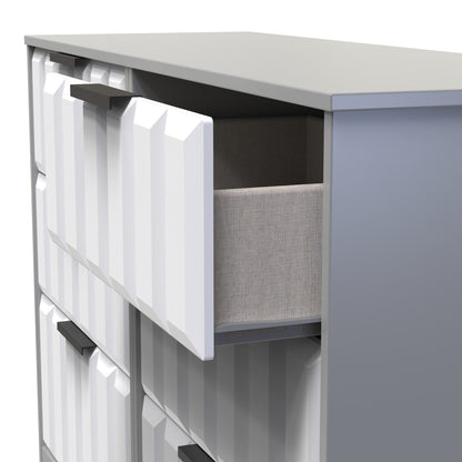 New York C Large Chest of Drawers White & Grey 6 Drawers 115cm