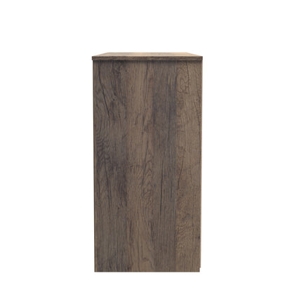 New York C Large Chest of Drawers White & Vintage Oak 6 Drawers 115cm