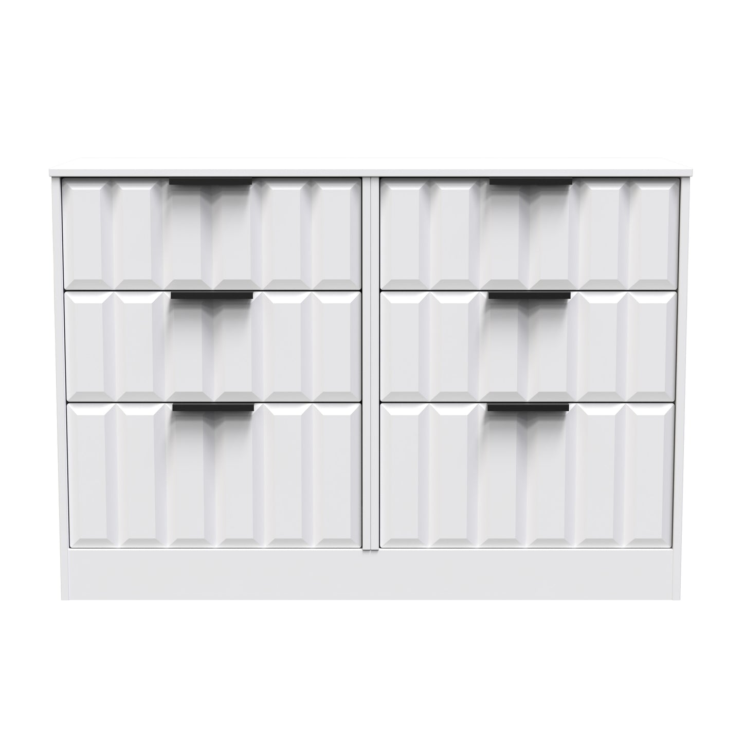 New York C Large Chest of Drawers White 6 Drawers 115cm