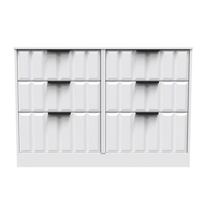 New York C Large Chest of Drawers White 6 Drawers 115cm
